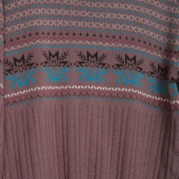 Rob Winter | Vintage Fair Isle Patterned Knit Crewneck Sweater Brown | Size L - Picture 2 of 6
